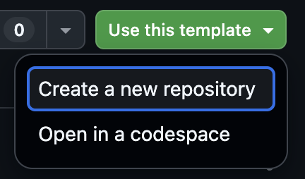 The Use this template menu, with Create a new repository selected.